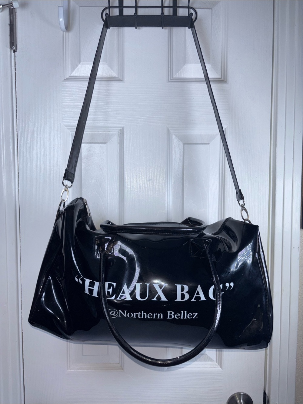 Black HEAUX BAG Glossy Travel Duffle - Picture 6 of 9